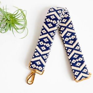Navy/Cream Woven Adjustable Crossbody Strap